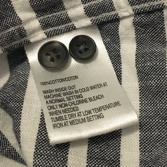 Black Brown 1826 Burton Grey and White Striped Button Down Casual Shirt - Picture 11 of 16